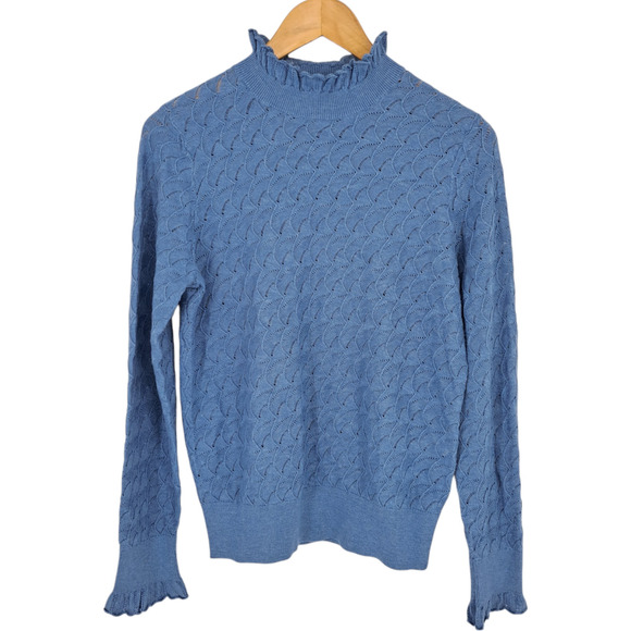 Sundance Womens Frances Ruffle Sweater Scallop Stitch Pointelle Women's Size M - Picture 1 of 6